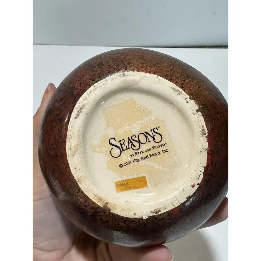 lot of 2 Seasons Candle‎ by Fitz and Floyd 2001 Apple + extra candle wax pottery